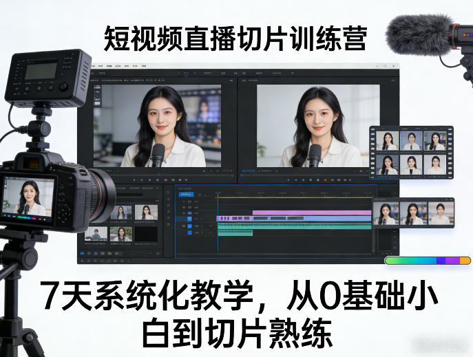 短视频直播切片训练营，7天系统化教学，从0基础小白到切片熟练-皮皮网创