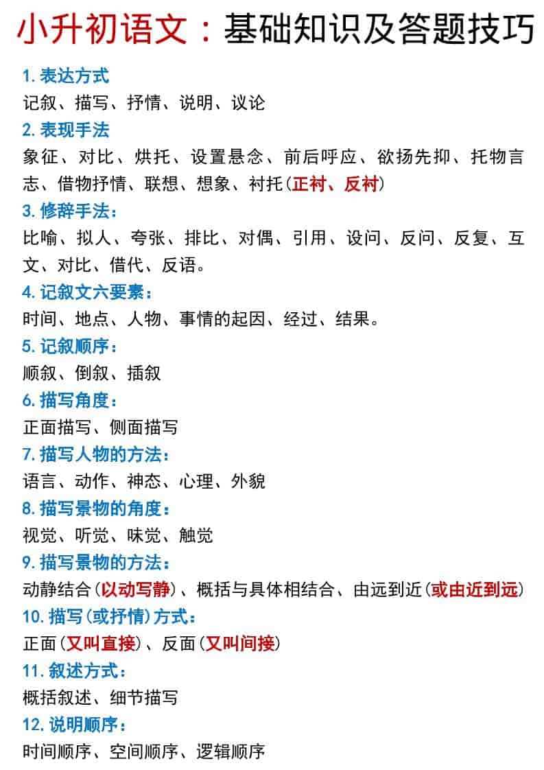 六年级下语文小升初基础知识及答题技巧pdf-皮皮网创