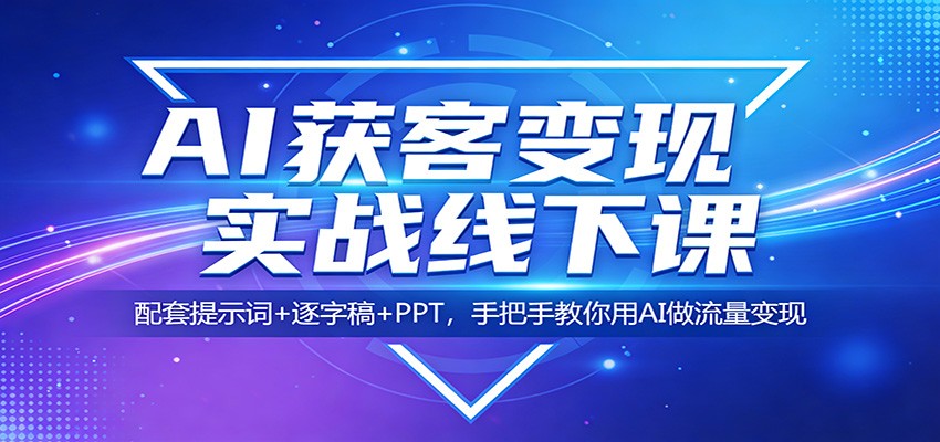 AI获客变现实战线下课：配套提示词+逐字稿+PPT，手把手教你用AI做流量变现-皮皮网创