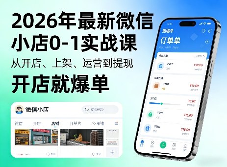 2026年最新微信小店0-1实战课，从开店、上架、运营到提现，开店就爆单-皮皮网创