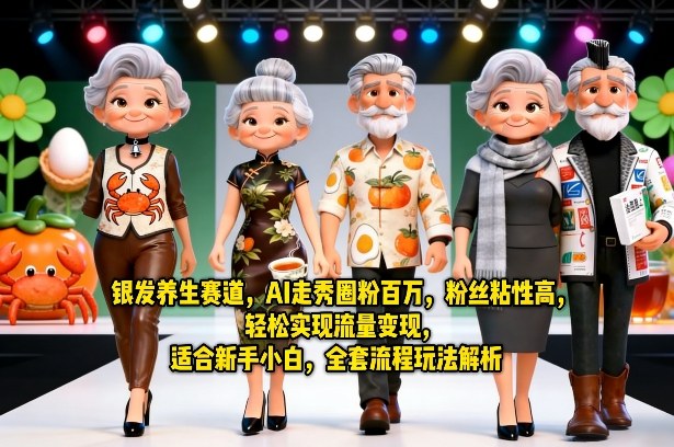银发养生赛道，AI走秀圈粉百万，粉丝粘性高，轻松实现流量变现，适合新手小白，全套流程玩法解析-皮皮网创