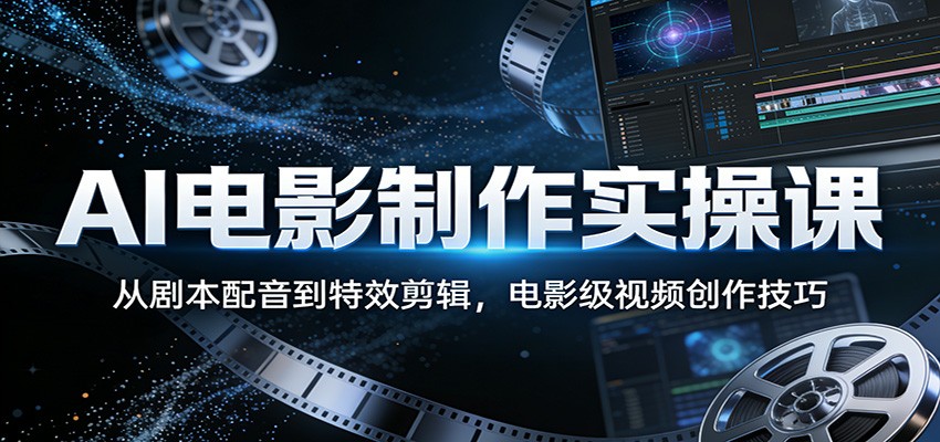 AI电影制作实操课：从剧本配音到特效剪辑，电影级视频创作技巧-皮皮网创