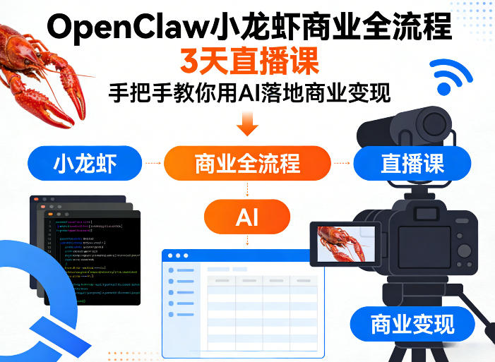 OpenClaw小龙虾商业全流程3天直播课，手把手教你用AI落地商业变现-皮皮网创