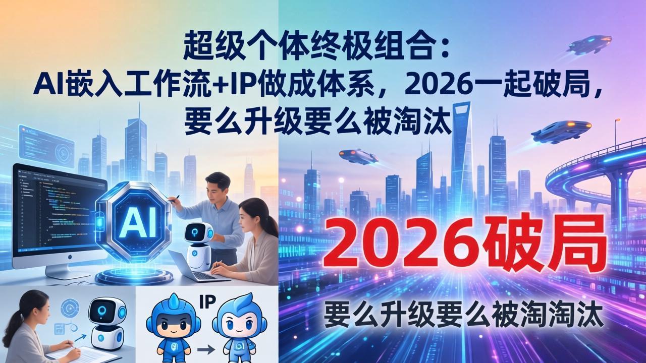 超级个体终极组合：AI嵌入工作流+IP做成体系，2026一起破局，要么升级要么被淘汰-皮皮网创
