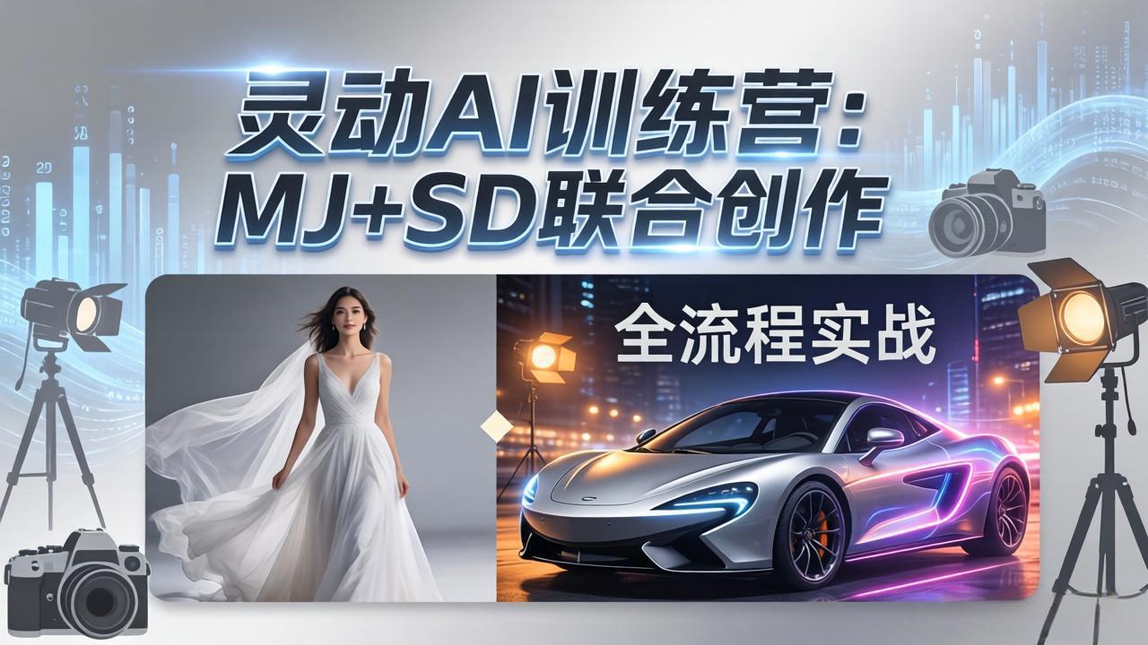 灵动AI训练营-3.0课程：MJ+SD联合创作，从婚纱大片到汽车广告，摄影后期全流程实战-皮皮网创