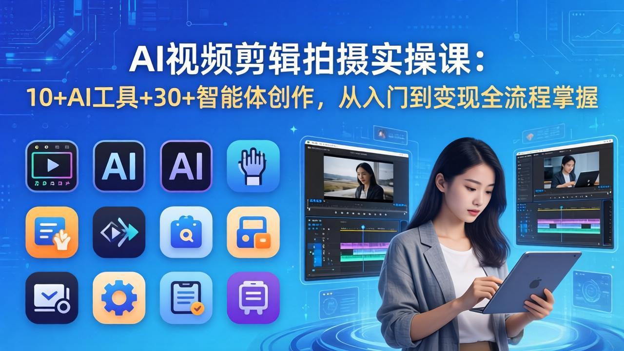 AI 视频剪辑拍摄实操课:10+AI工具+30+智能体创作,从入门到变现全流程掌握-皮皮网创