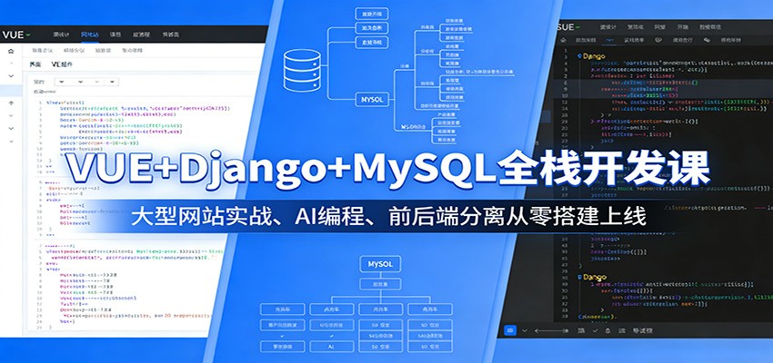 VUE+Django+MySQL全栈开发课：大型网站实战、AI编程、前后端分离从零搭建上线-皮皮网创