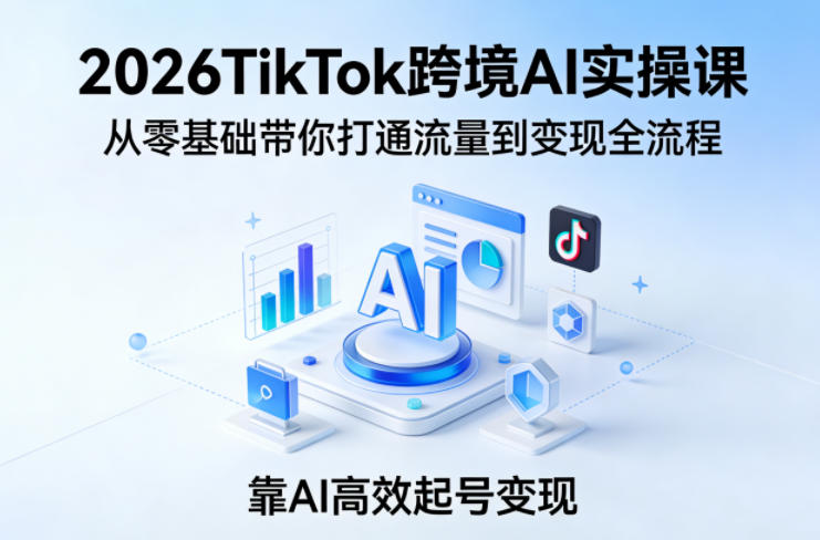 2026TikTok跨境AI实操课，从零基础带你打通流量到变现全流程，靠AI高效起号变现-皮皮网创