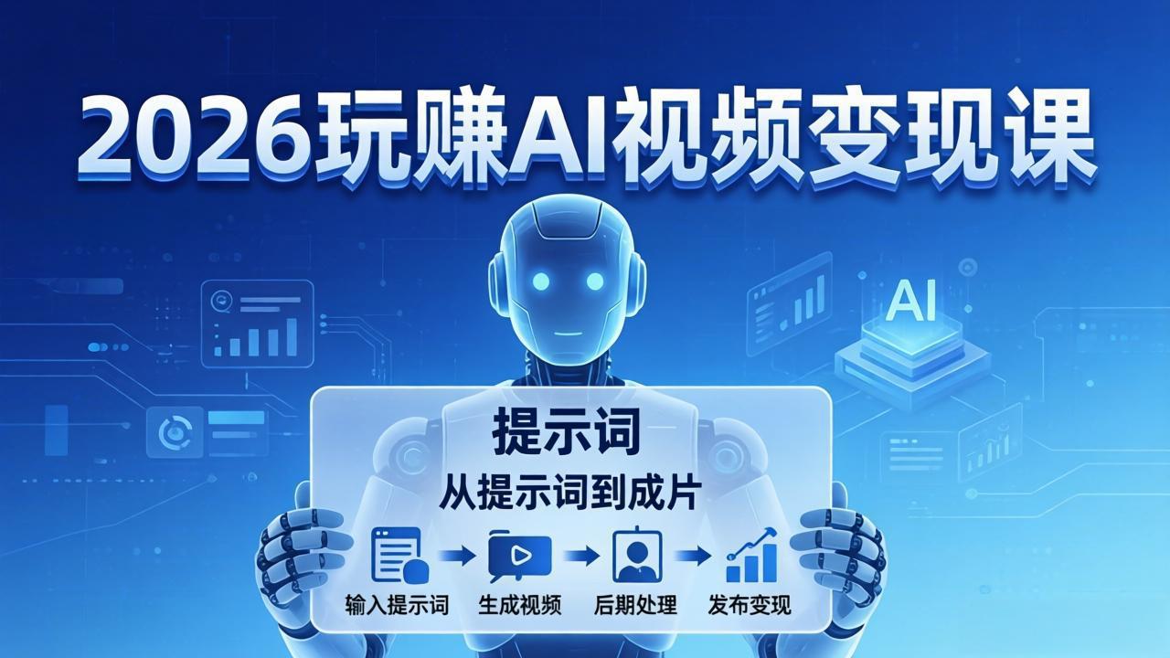 2026玩赚AI视频变现课:掌握 AI 视频全流程技能,从提示词到成片高效产出-皮皮网创