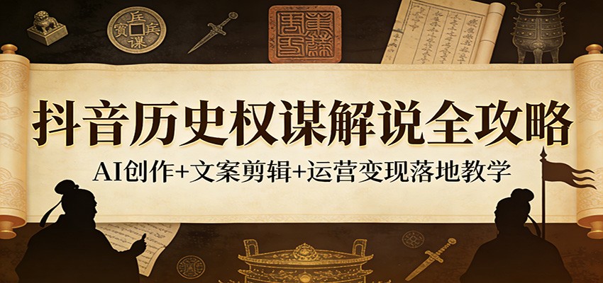 抖音历史权谋解说全攻略:AI创作+文案剪辑+运营变现落地教学-皮皮网创