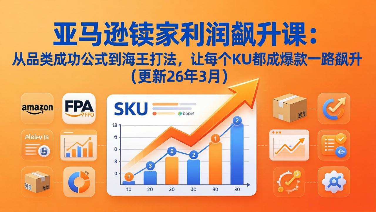 亚马逊卖家利润飙升课：从品类成功公式到海王打法，让每个SKU都成爆款一路飙升(更新26年3月-皮皮网创