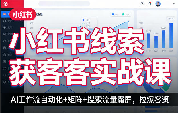 小红书线索获客实战课，AI工作流自动化+矩阵+搜索流量霸屏，拉爆客资-皮皮网创