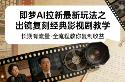 即梦AI拉新最新玩法之出镜复刻经典影视剧教学，长期有流量，全流程教你复制收益-皮皮网创