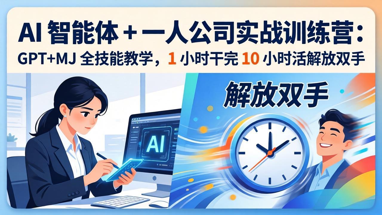 AI 智能体 + 一人公司实战训练营：GPT+MJ 全技能教学，1 小时干完 10 小时活解放双手-皮皮网创