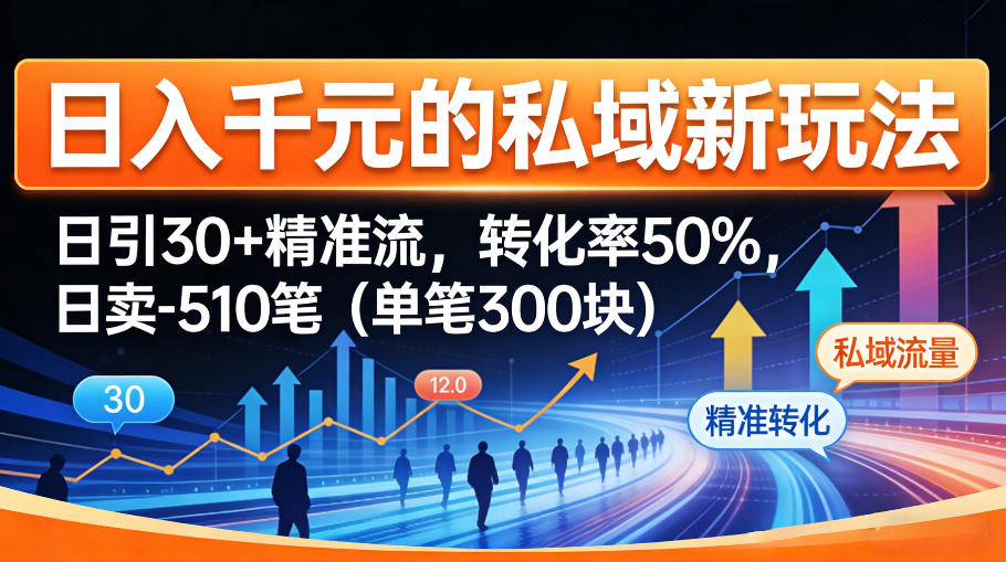 日入千米的私域新玩法：日引30＋精准流，转化率50%，日卖5-10笔(单笔300米)-皮皮网创