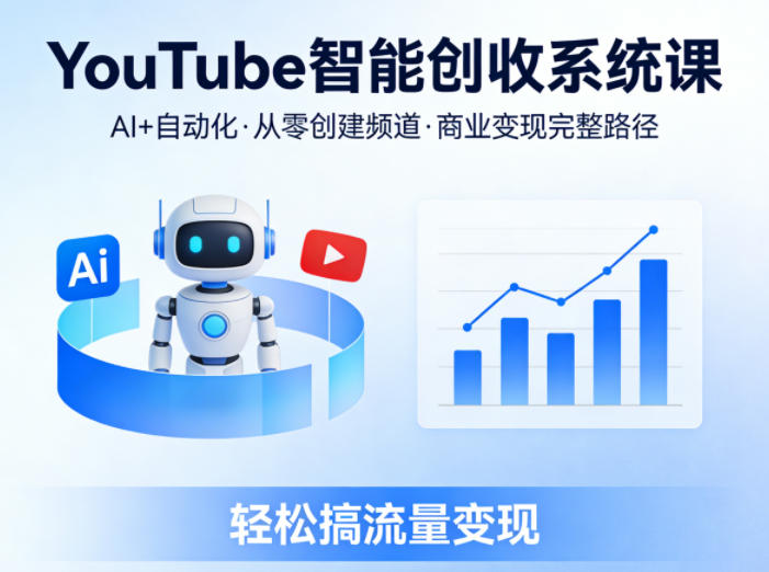 YouTube智能创收系统课，AI+自动化，从零创建YouTube频道并实现商业变现的完整路径，轻松搞流量变现-皮皮网创