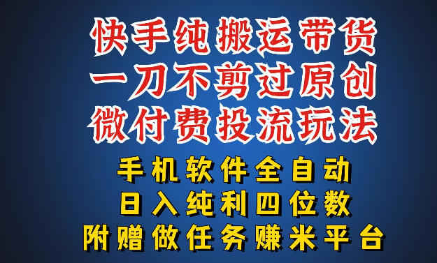 最新黑科技快手搬运带货方法，手机就能操作，轻松带你日入四位数【揭秘】-皮皮网创
