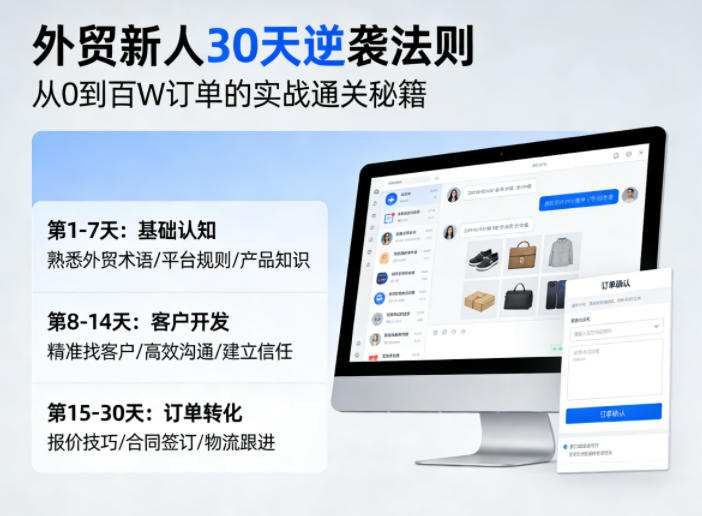 外贸新人30天逆袭法则，教你从0到百W订单的实战通关秘籍-皮皮网创