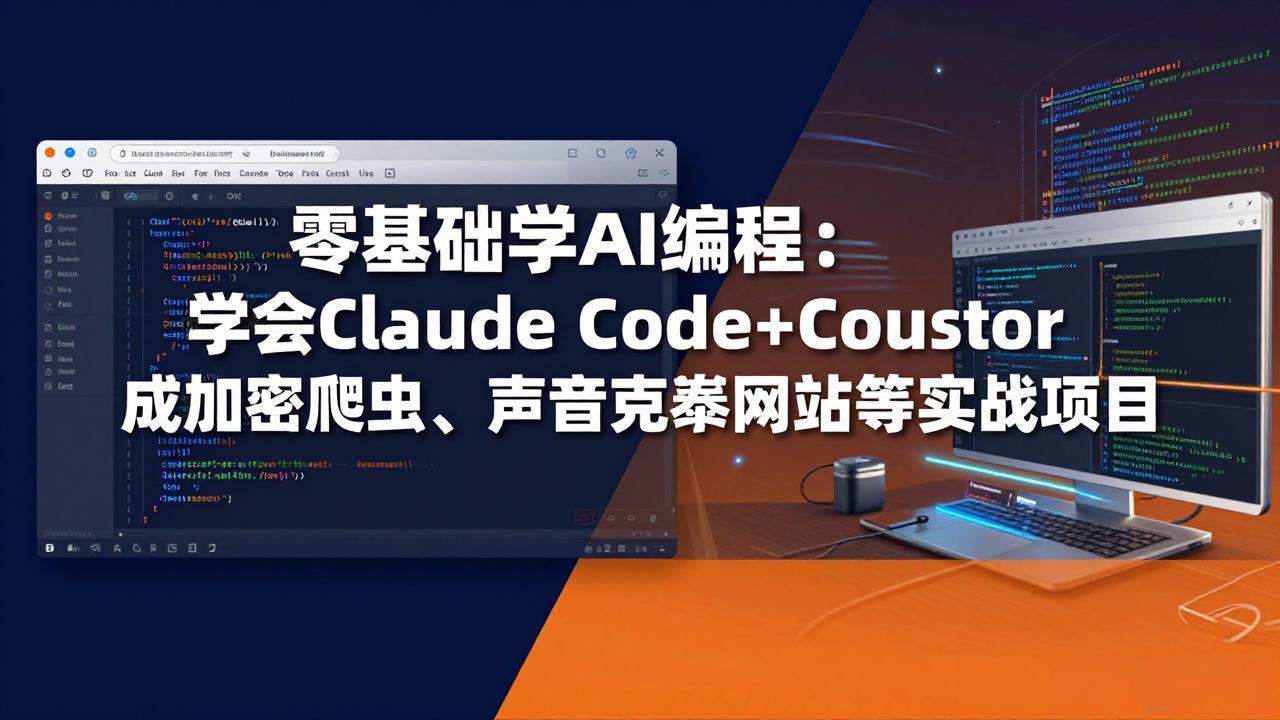 零基础学AI编程：学会Claude Code+Cursor完成加密爬虫、声音克隆网站等实战项目-皮皮网创