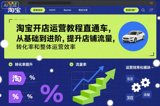 淘宝开店运营教程直通车，从基础到进阶，提升店铺流量，转化率和整体运营效率(更新26年4月10日)-皮皮网创