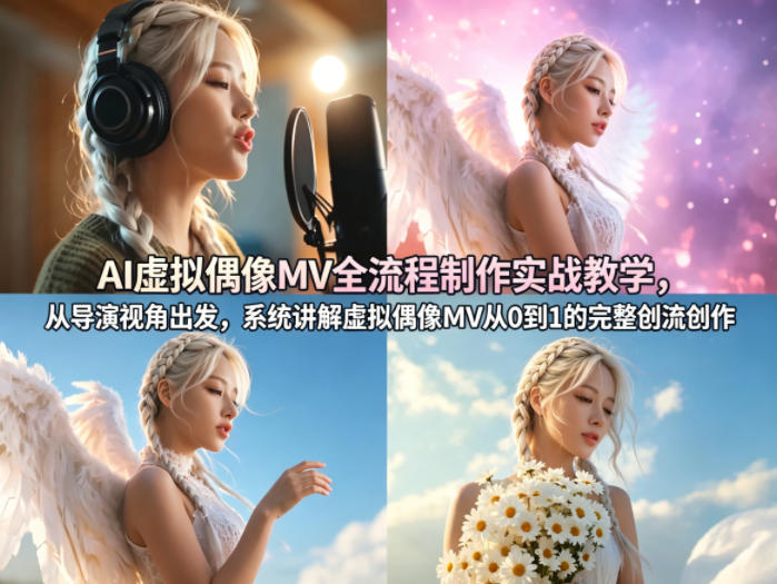 AI虚拟偶像MV全流程制作实战教学，从导演视角出发，系统讲解虚拟偶像MV从0到1的完整创作流程-皮皮网创
