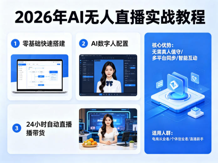 2026年AI无人直播实战教程，零基础也能快速搭建AI数字人无人直播间，实现24小时自动直播带货-皮皮网创