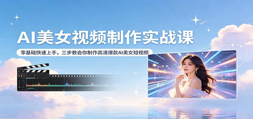 AI美女视频制作实战课：零基础快速上手，三步教会你制作高清爆款AI美女短视频-皮皮网创