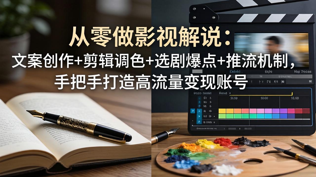 从零做影视解说：文案创作+剪辑调色+选剧爆点+推流机制，手把手打造高流量变现账号-皮皮网创