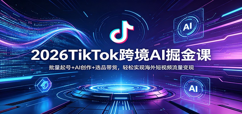 2026TikTok跨境AI掘金课：批量起号+AI创作+选品带货，轻松实现海外短视频流量变现-皮皮网创