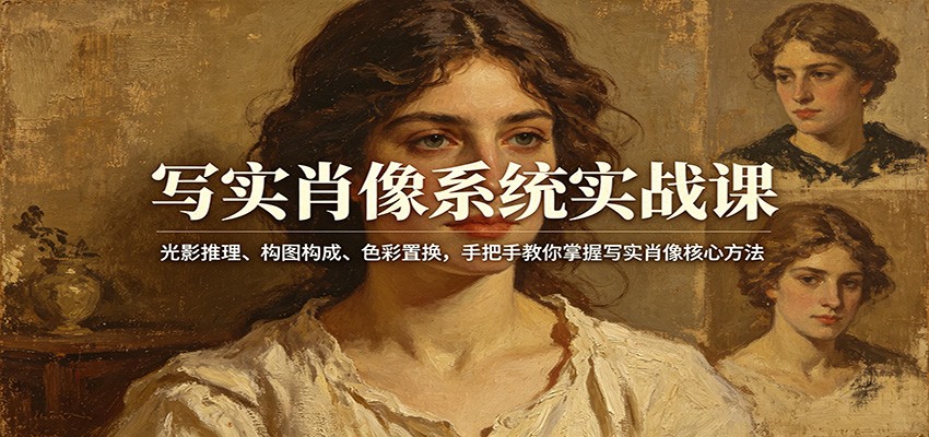 写实肖像系统实战课：光影推理、构图构成、色彩置换，手把手教你掌握写实肖像核心方法-皮皮网创