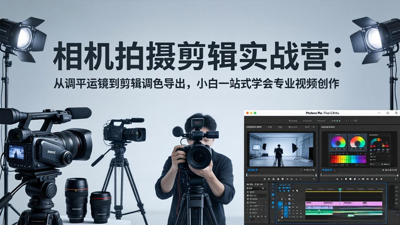 相机拍摄剪辑实战营:从调平运镜到剪辑调色导出,小白一站式学会专业视频创作-皮皮网创