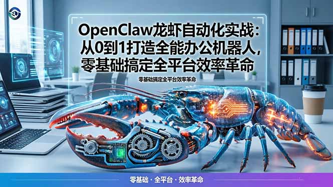 OpenClaw龙虾自动化实战：从0到1打造全能办公机器人，零基础搞定全平台效率革命-皮皮网创