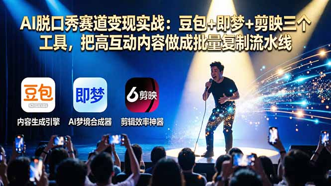 AI脱口秀赛道变现实战：豆包+即梦+剪映三个工具，把高互动内容做成批量复制流水线-皮皮网创