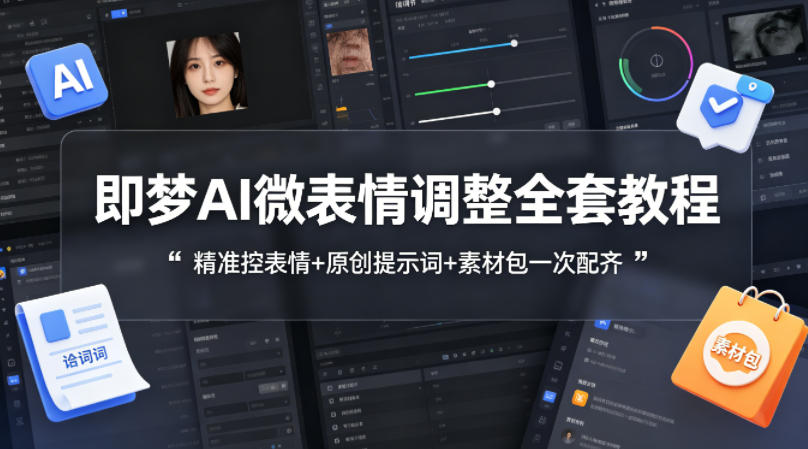 即梦AI微表情调整全套教程，精准控表情+原创提示词+素材包一次配齐-皮皮网创