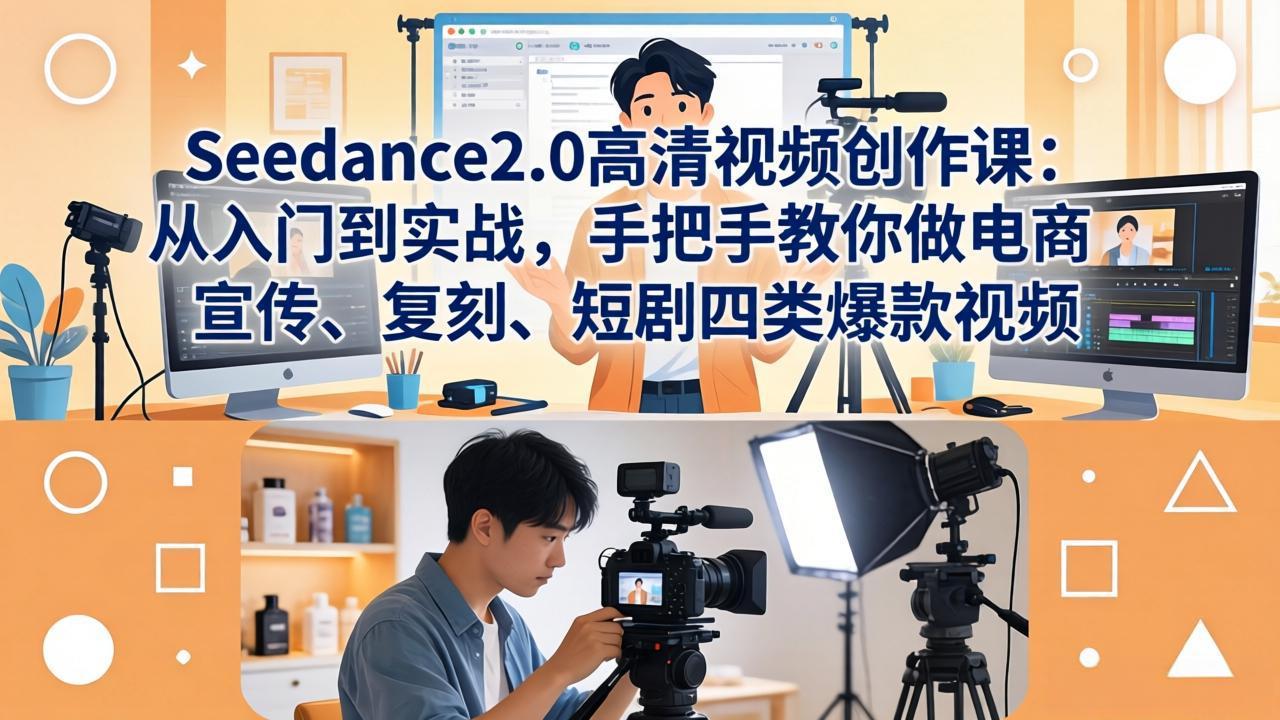 Seedance2.0高清视频创作课:从入门到实战,手把手教你做电商、宣传、复刻、短剧四类爆款视频-皮皮网创