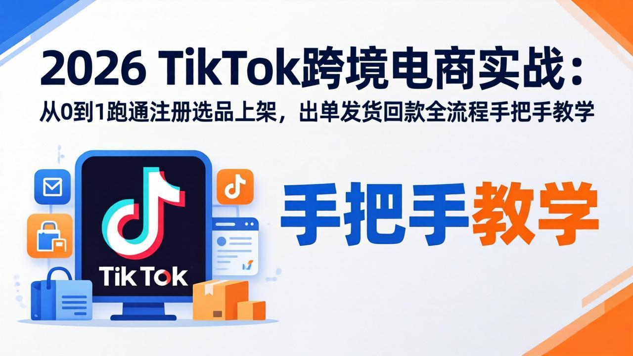 2026TikTok跨境电商实战-更新:从0到1跑通注册选品上架,出单发货回款全流程手把手教学-皮皮网创