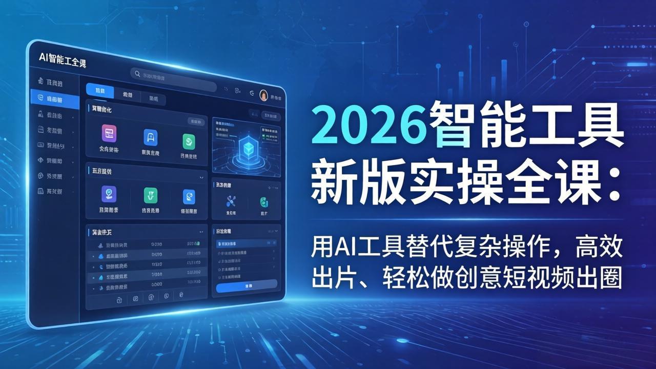 2026智能工具新版实操全课:用AI工具替代复杂操作,高效出片、轻松做创意短视频出圈-皮皮网创