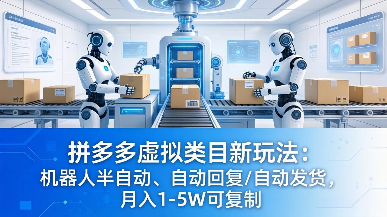 拼多多虚拟类目新玩法:机器人半自动、自动回复 /自动发货,月入 1-5W 可复制-皮皮网创