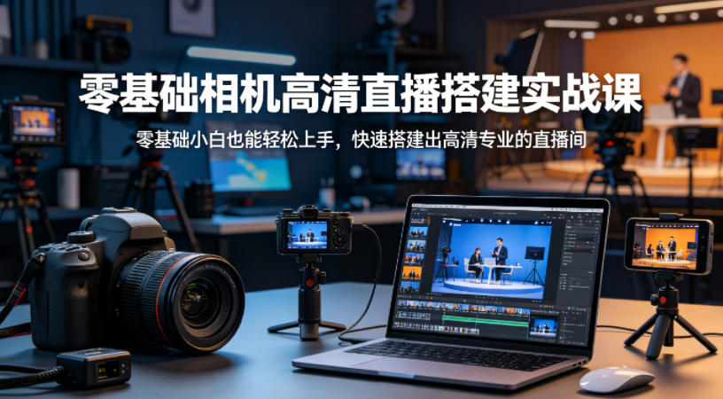 零基础相机高清直播间搭建实战课，小白也能轻松上手，快速搭建出高清专业的直播间-皮皮网创