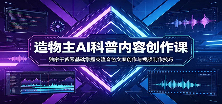 AI科普内容创作课：独家干货零基础掌握克隆音色文案创作与视频制作技巧-皮皮网创