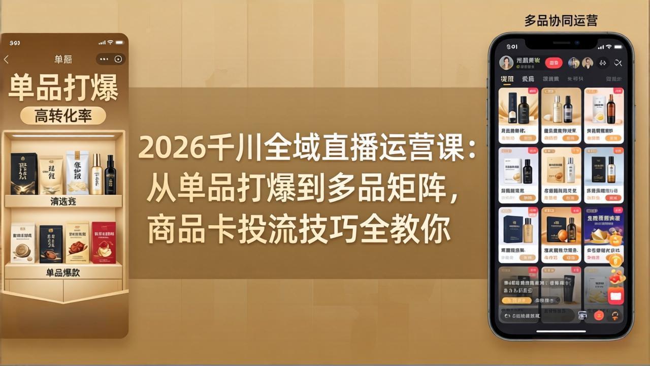 2026千川全域直播运营课:从单品打爆到多品矩阵,商品卡投流技巧全教你-皮皮网创