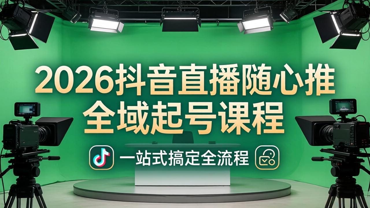 2026抖音直播随心推全域起号课程：一站式搞定直播起号、稳号、放量全流程(更新4月-皮皮网创