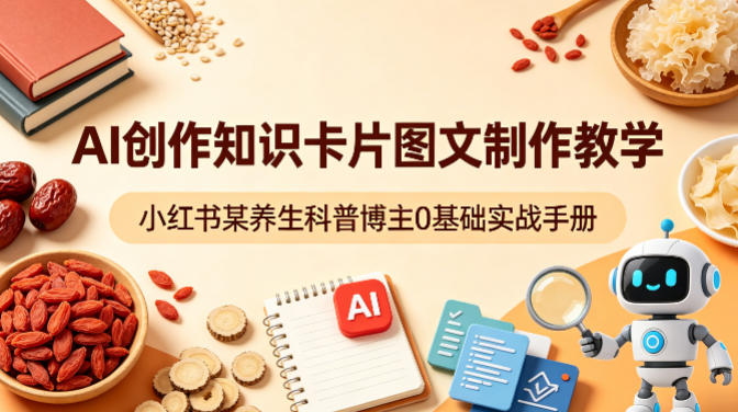 AI创作知识卡片图文制作教学，小红书某养生科普博主0基础实战手册-皮皮网创