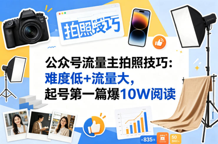 公众号流量主之拍照技巧赛道，难度低+流量大，起号第一篇就爆了10w阅读-皮皮网创