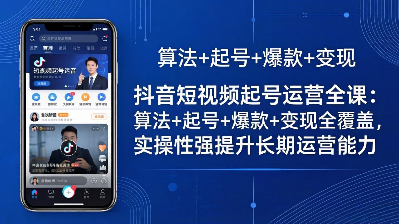 抖音短视频起号运营全课：算法+起号+爆款+变现全覆盖，实操性强提升长期运营能力-皮皮网创