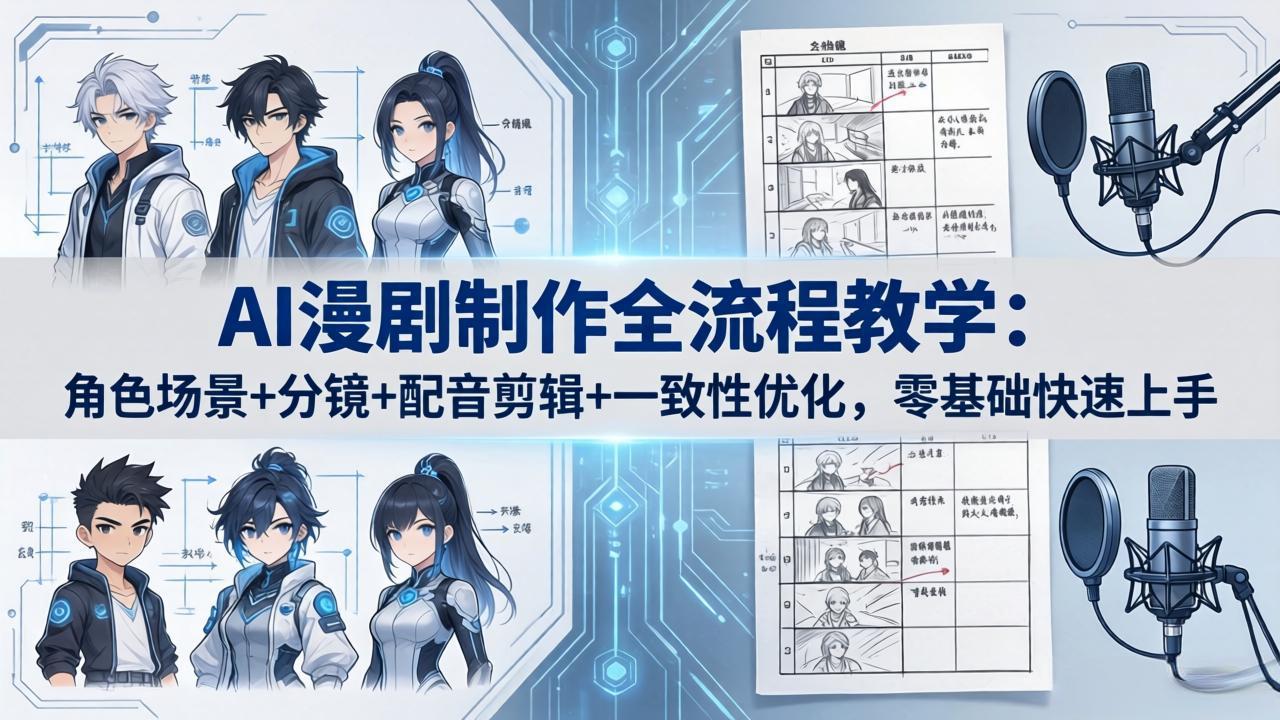 AI漫剧制作全流程教学：角色场景+分镜+配音剪辑+一致性优化，零基础快速上手-皮皮网创