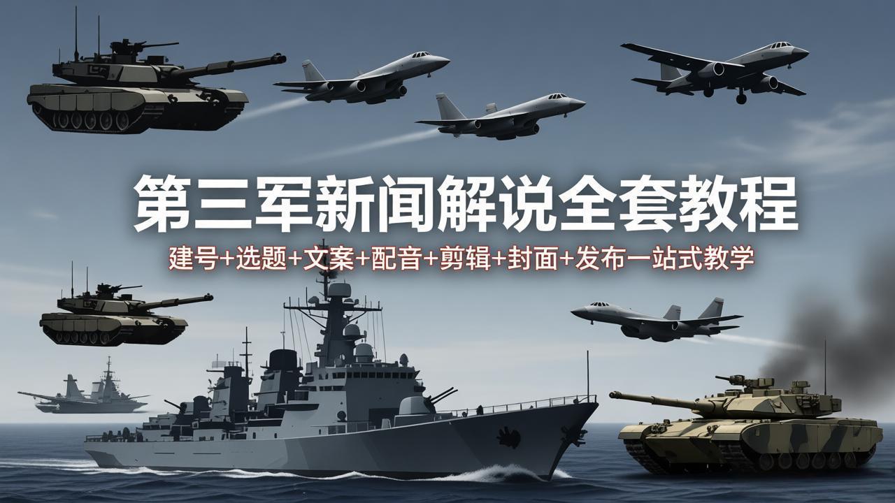 第三军迷新闻解说全套教程：建号+选题+文案+配音+剪辑+封面+发布一站式教学-皮皮网创