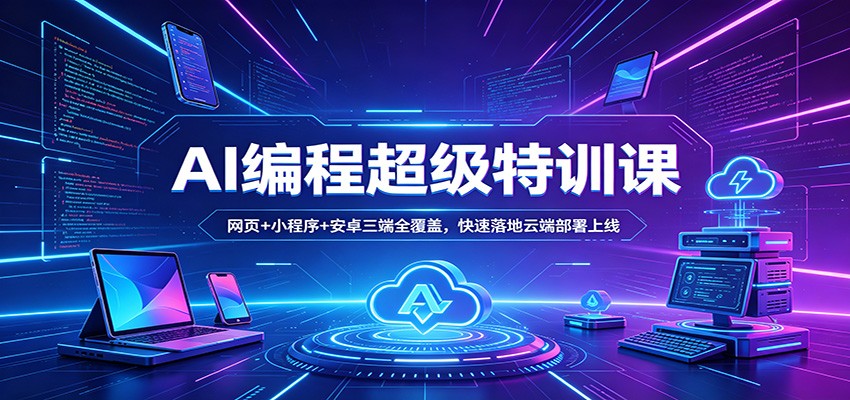 AI编程超级特训课：网页+小程序+安卓三端全覆盖，快速落地云端部署上线-皮皮网创