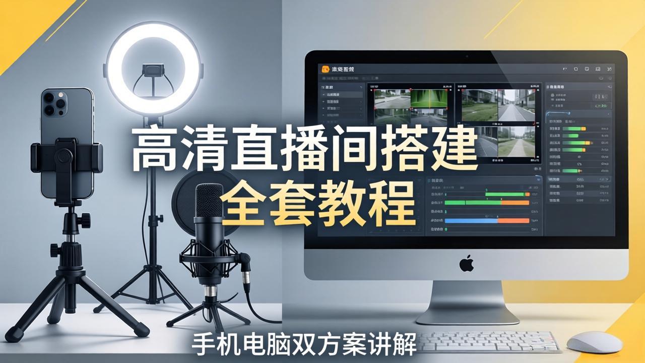 高清直播间搭建全套教程，手机电脑双方案讲解，设备选型调试多机位实操教学-皮皮网创