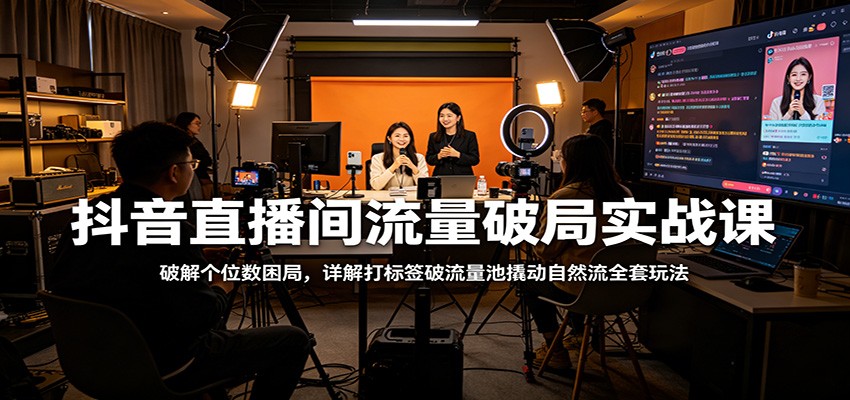 抖音直播间流量破局实战课：破解个位数困局，详解打标签破流量池撬动自然流全套玩法-皮皮网创